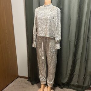 Elegant Silver Sequin Jumpsuit